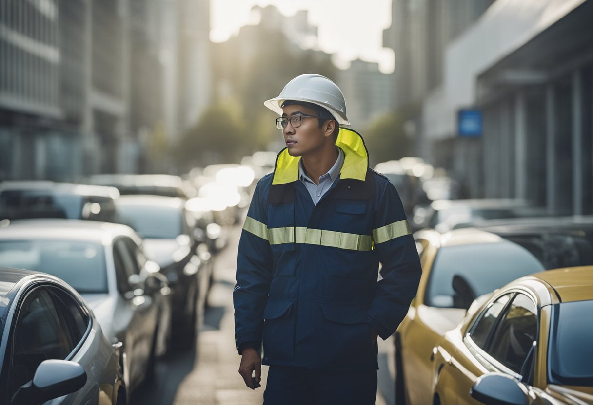 En isoleret arbejdstager tjekker vejret, før han tager af sted, og sikrer passende arbejdstøj.